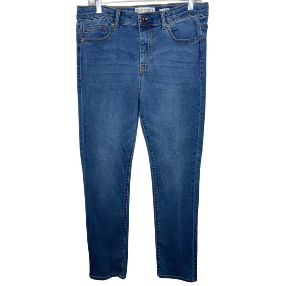 True Craft Kids Straight Leg Jeans, Med Wash Blue Denim, Sz 20, Adjustable Waist - Picture 4 of 7